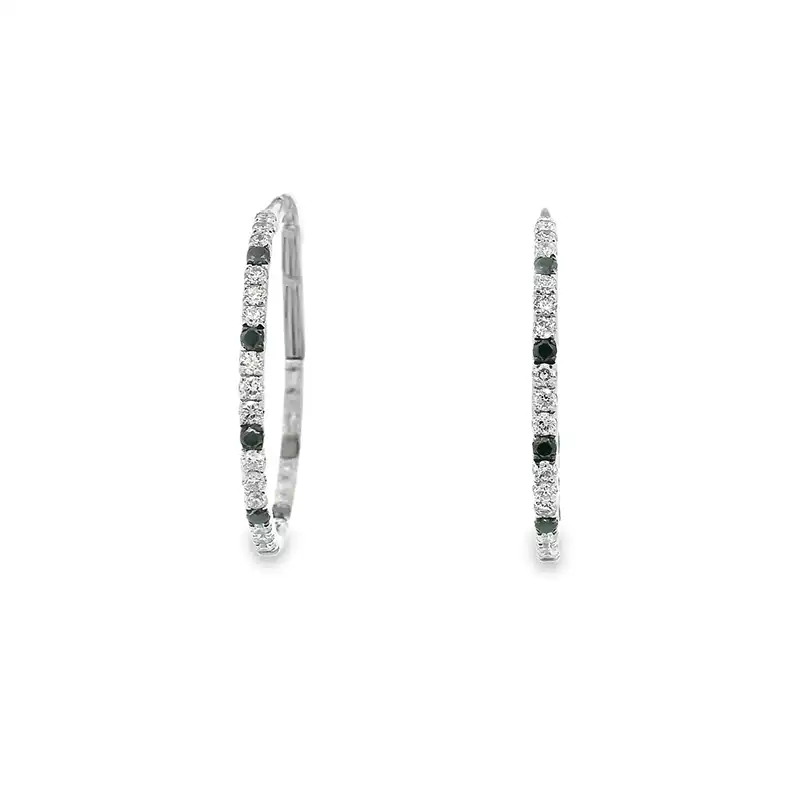 18K Gold Diamond Hoop Earrings