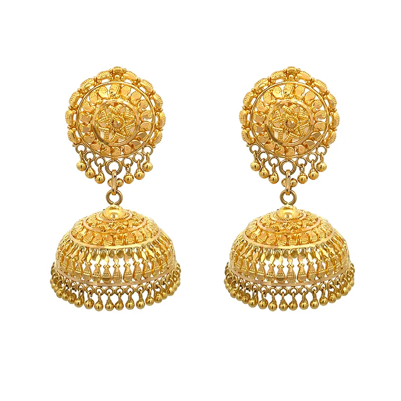 Traditional Gold Jhumka with Cascading Bells