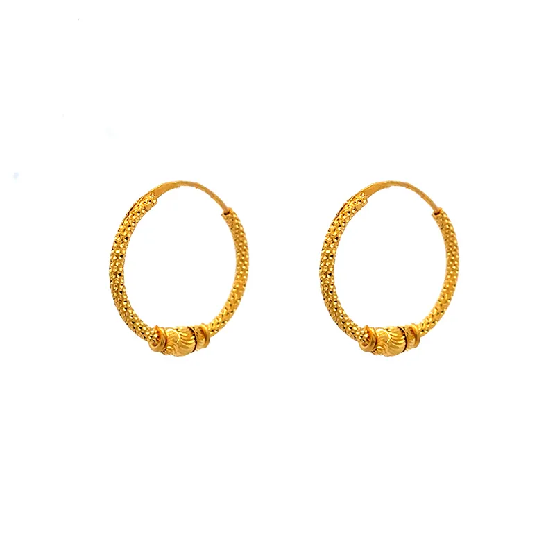 22K Yellow Gold Hoop Earrings - Diameter 20 mm