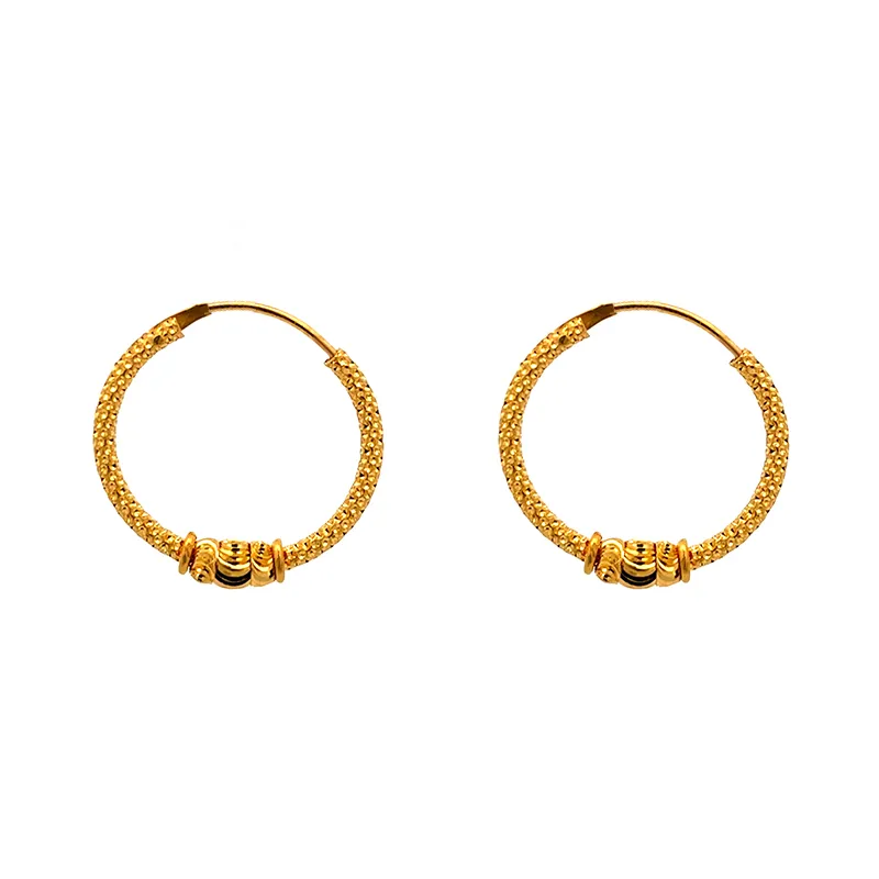 22K Yellow Gold Hoop Earrings - Diameter 20 mm