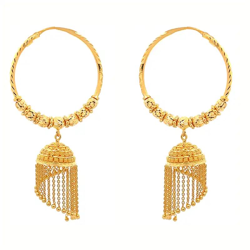 22k Gold Hoop Earrings - Diameter 1.6 inch