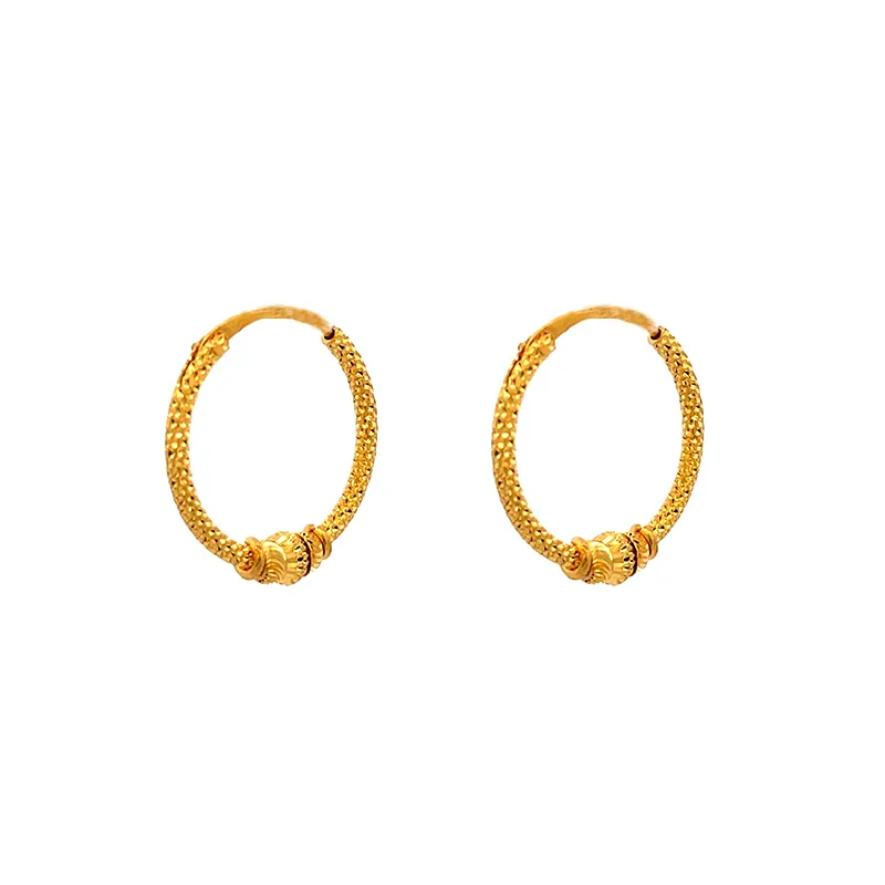 22K Yellow Gold Hoop Earrings - Diameter 20 mm