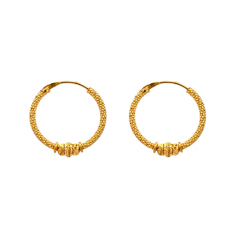 22K Yellow Gold Hoop Earrings - Diameter 20 mm