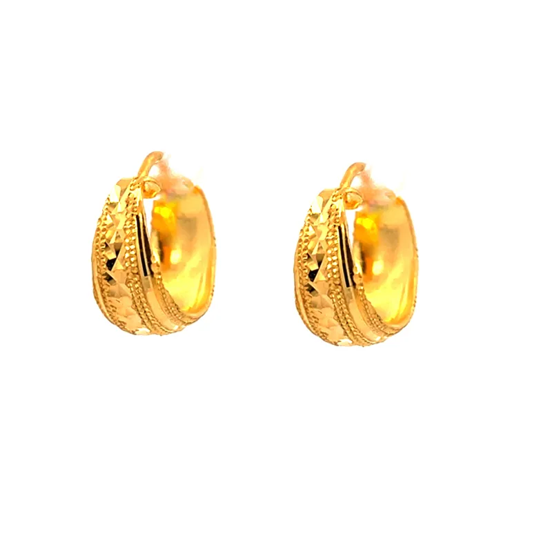 22K Yellow Gold Huggies - 13 mm