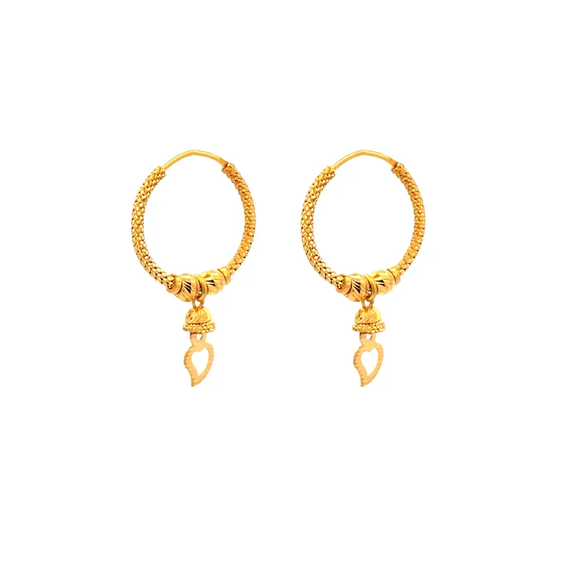 22K Yellow Gold Hoop Earrings - 18 mm