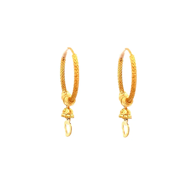 22K Yellow Gold Hoop Earrings - 18 mm