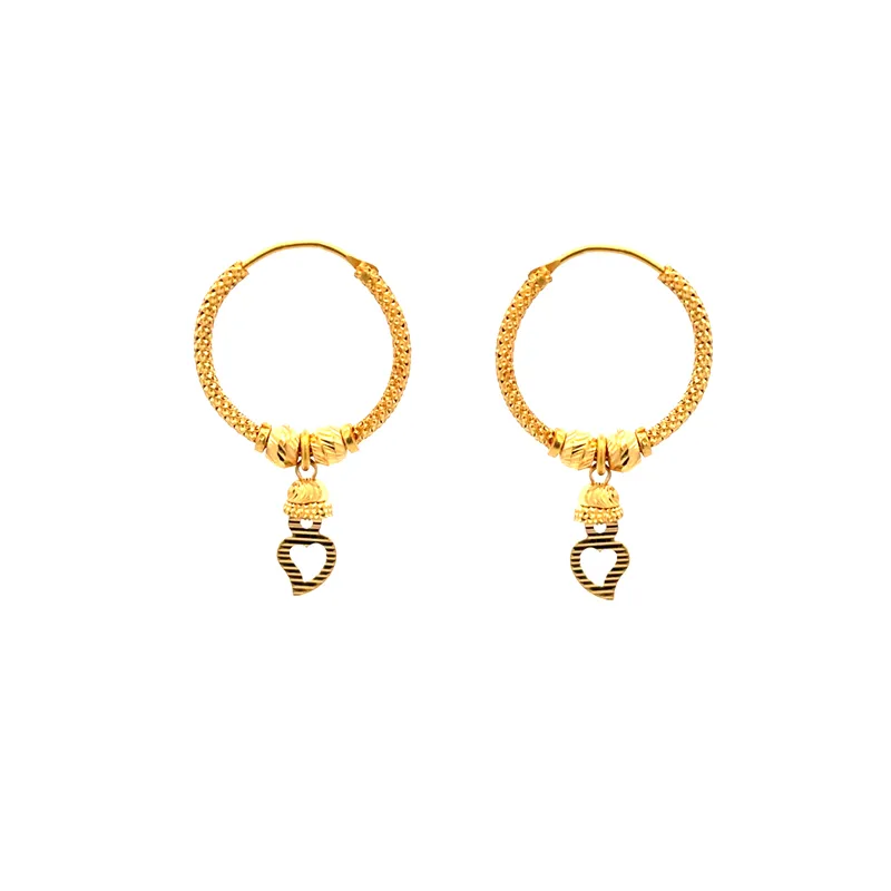 22K Yellow Gold Hoop Earrings - 18 mm