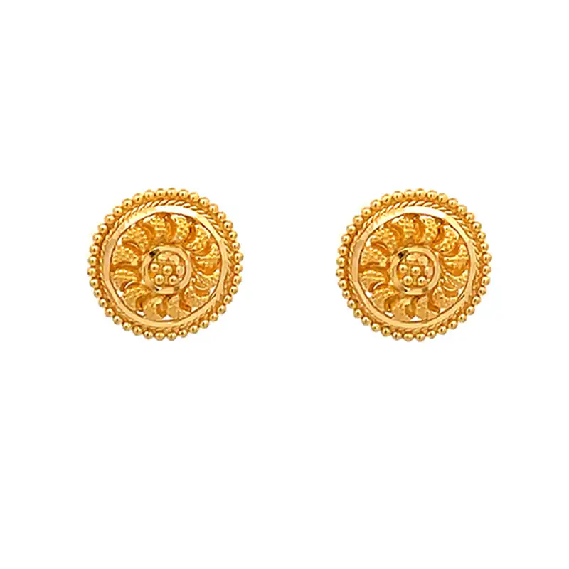 Golden Medallion Earrings, Studs