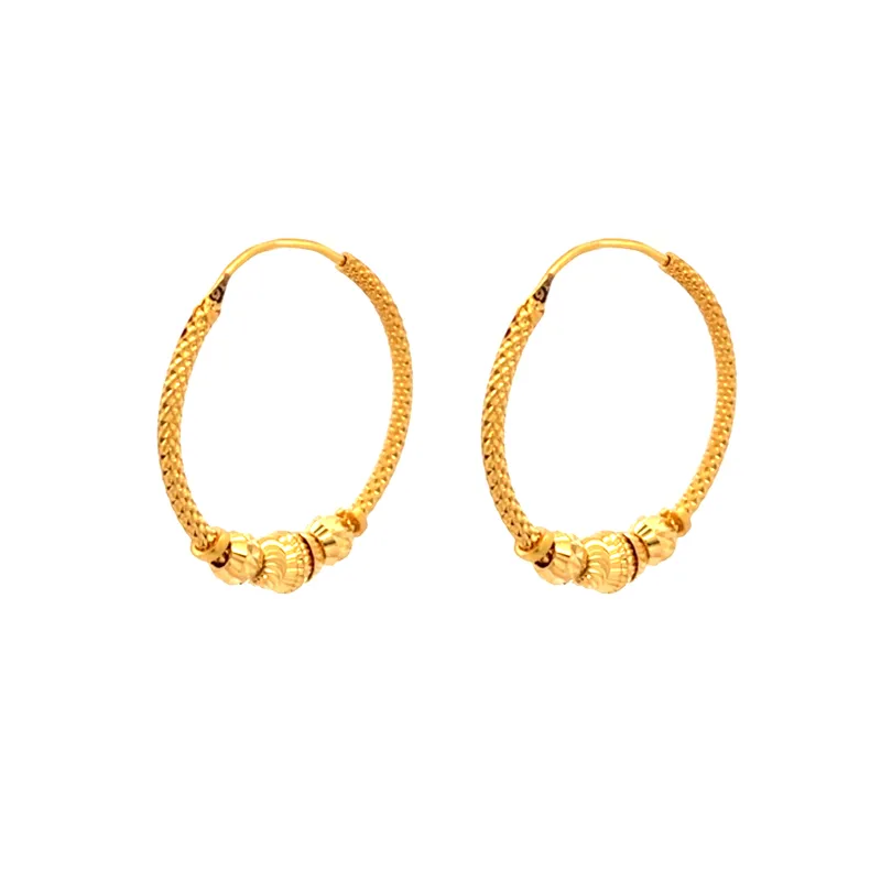 22K Yellow Gold Hoop Earrings - 23 mm