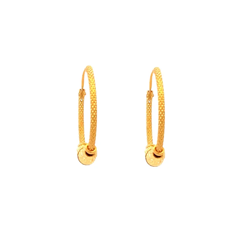 22K Yellow Gold Hoop Earrings - 23 mm