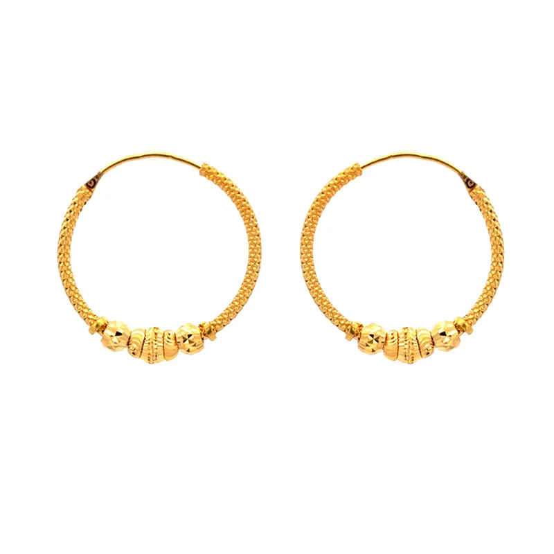 22K Yellow Gold Hoop Earrings - 23 mm