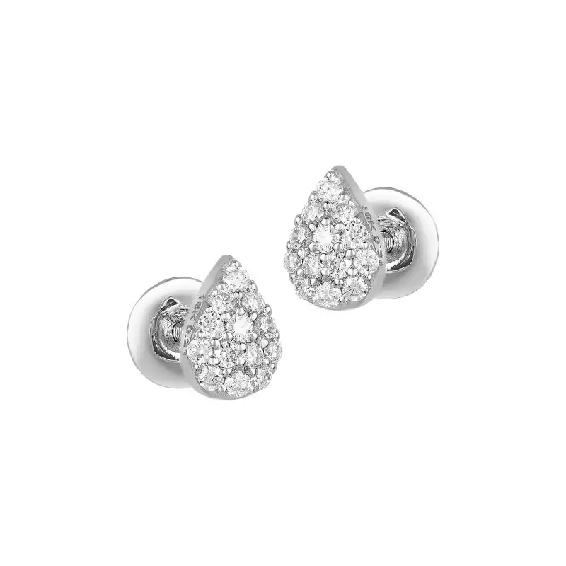 18K White Gold Diamond Teardrop Stud Earrings