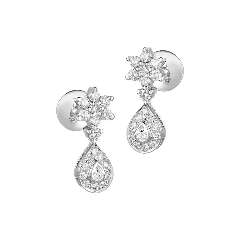 18K White Gold Diamond Drop Earrings