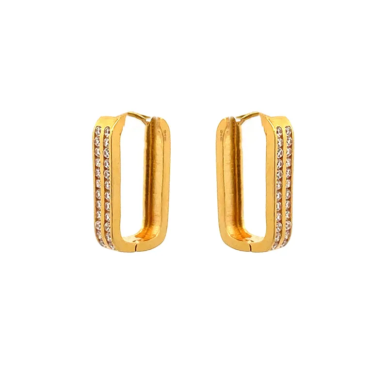 Classic Gold Hoop Earrings in CZ