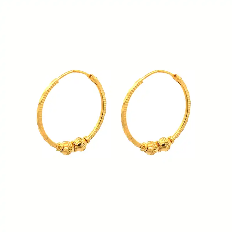 22k Gold Hoop Earrings - Diameter 22 mm