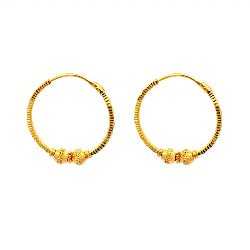 22k Gold Hoop Earrings - Diameter 22 mm