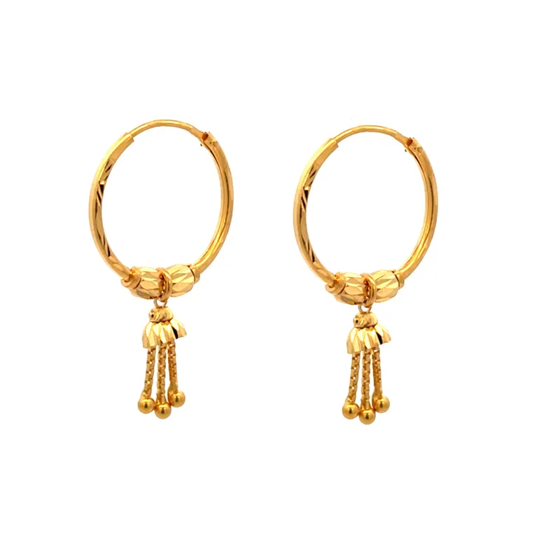 Gold Hoop Earrings with Bells - 20 mm