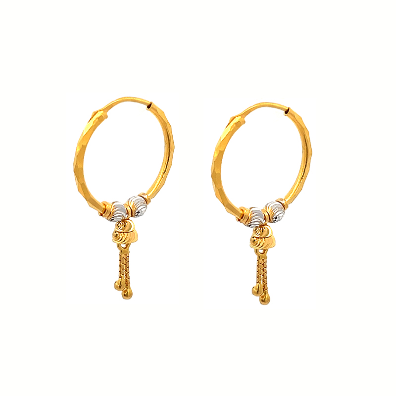 22k Gold Hoop Earrings - Diameter 20 mm