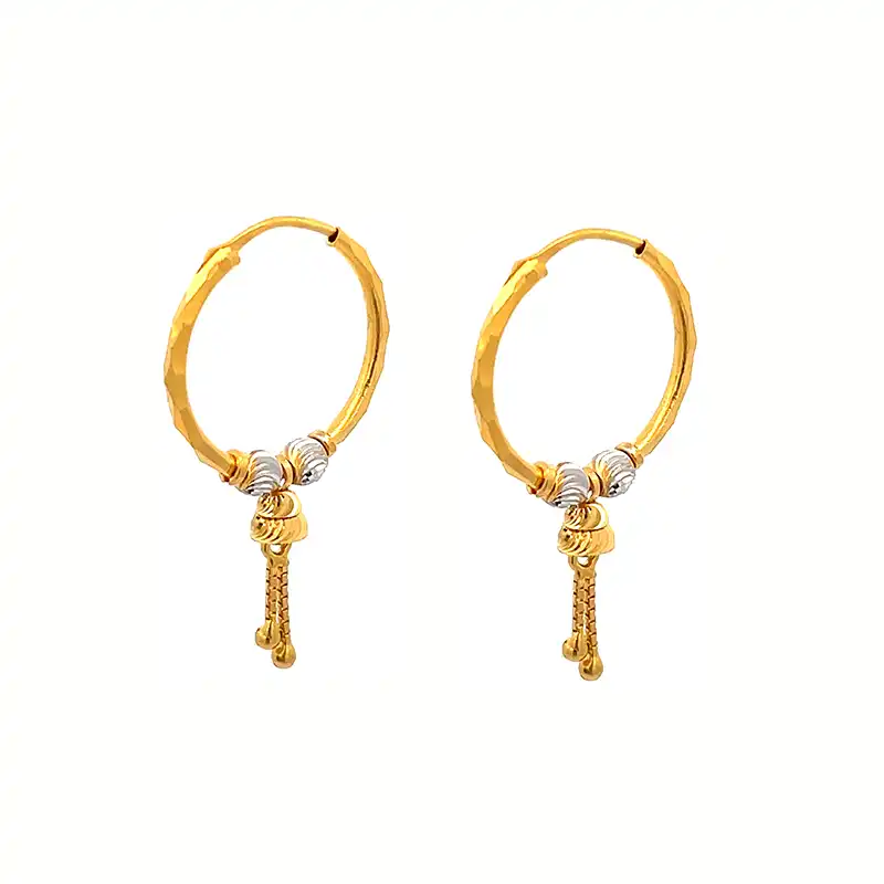 22k Gold Hoop Earrings - Diameter 20 mm