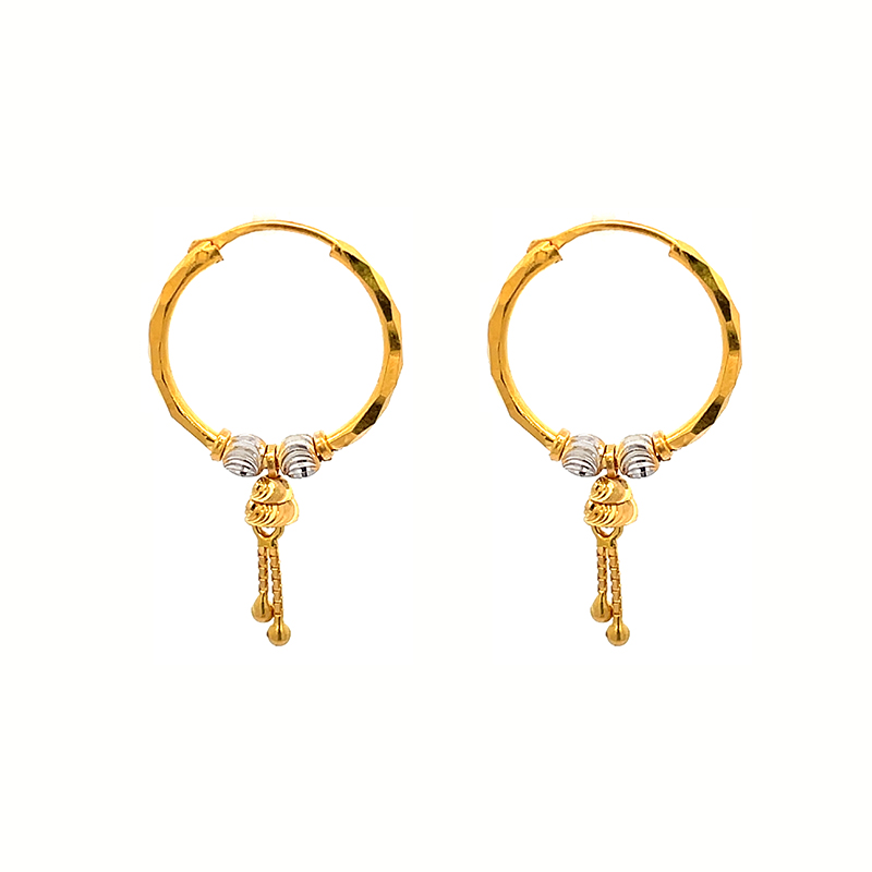 22k Gold Hoop Earrings - Diameter 20 mm