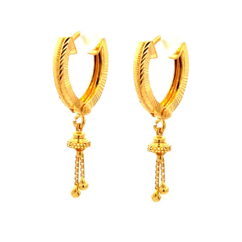 22K Yellow Gold Hoop Earrings - 20 mm