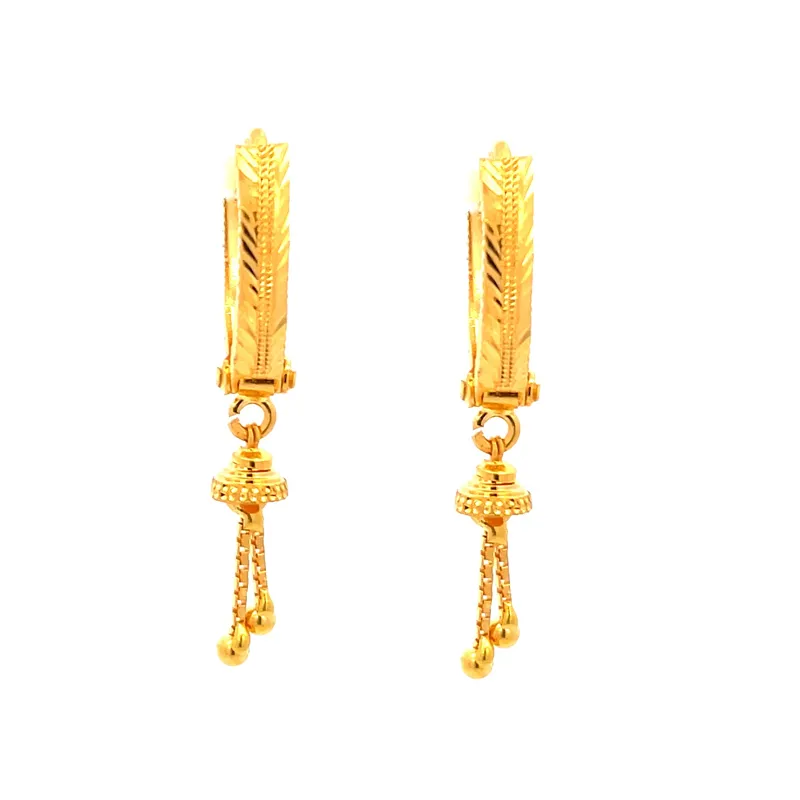 22K Yellow Gold Hoop Earrings - 20 mm