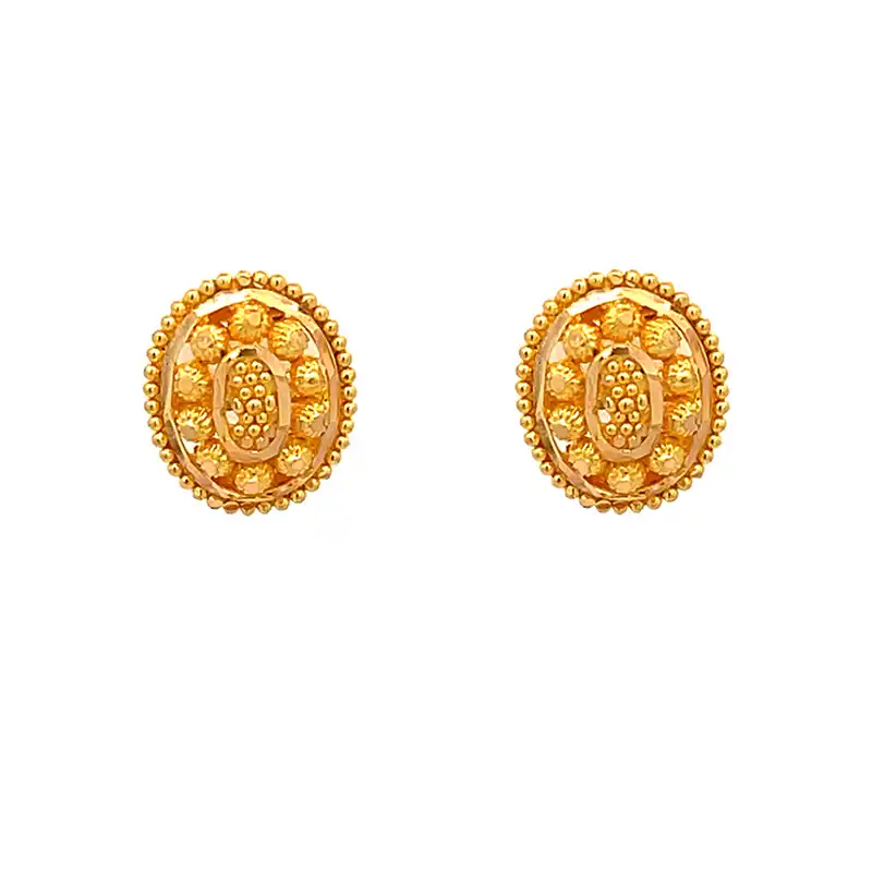 Elegant 22K Gold Stud Earrings - Oval