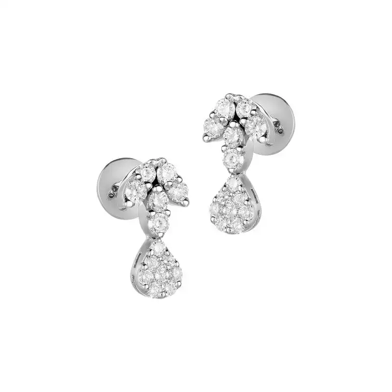 18K White Gold Diamond Drop Earrings