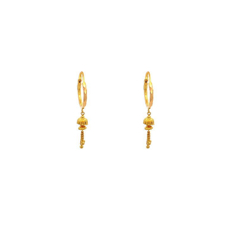 22K Gold Hoops with dangle