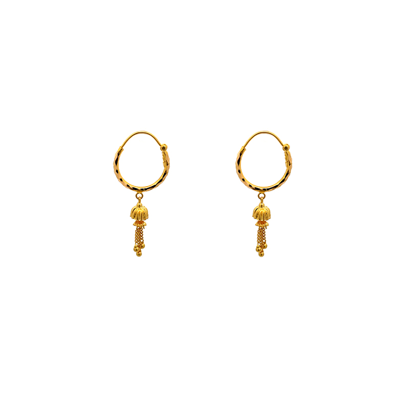 22K Gold Hoops with dangle