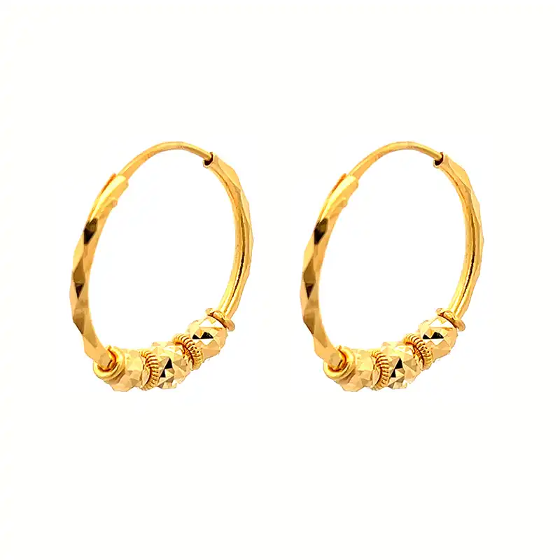 Elegant Gold Hoop Earrings - Diameter 22 mm