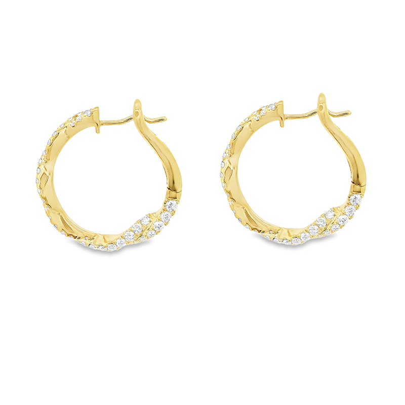 18K Gold Diamond Hoop Earrings