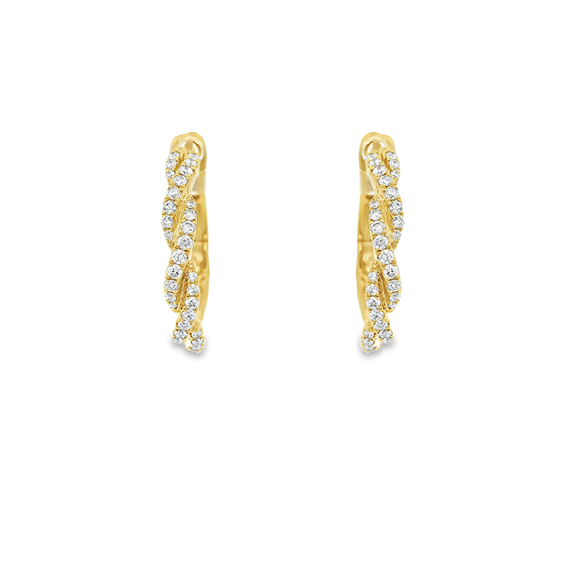 18K Gold Diamond Hoop Earrings