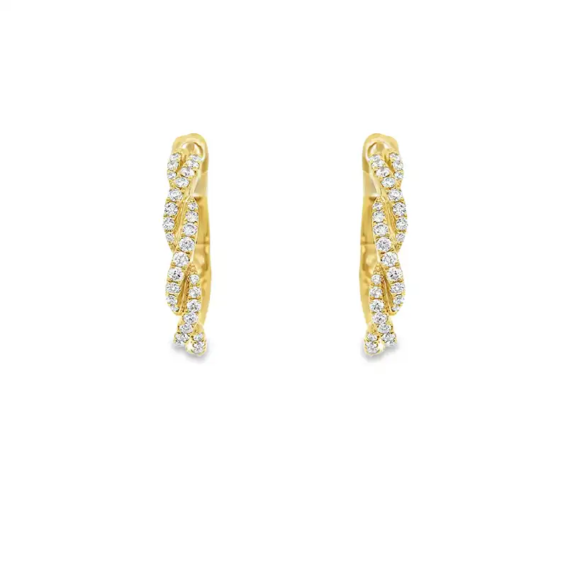 18K Gold Diamond Hoop Earrings