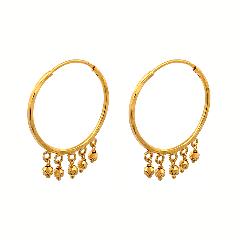 22k Gold Hoop Earrings - Diameter 25 mm