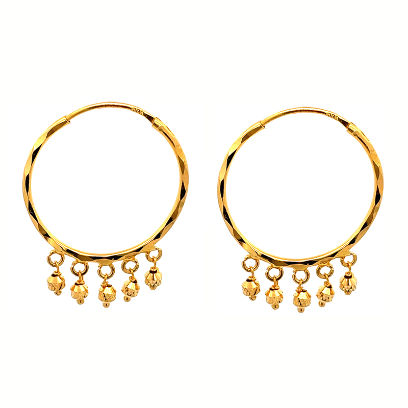 22k Gold Hoop Earrings - Diameter 25 mm