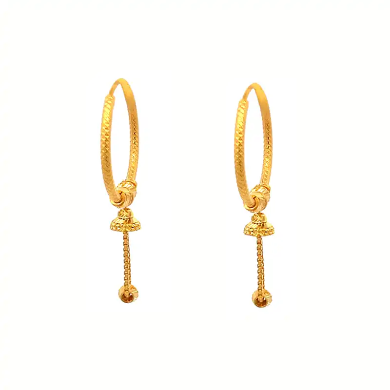 22k Gold Hoop Earrings - Diameter 22 mm