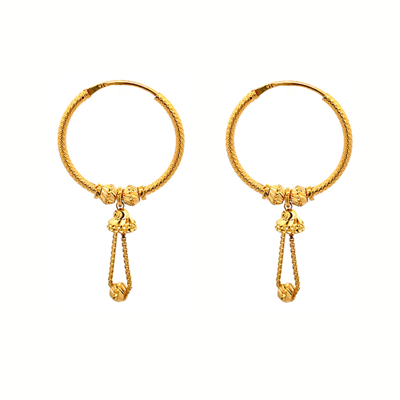 22k Gold Hoop Earrings - Diameter 22 mm