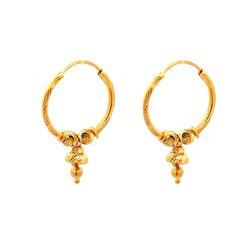 22k Gold Hoop Earrings - Diameter 20 mm