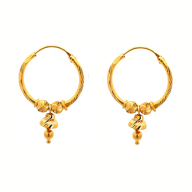 22k Gold Hoop Earrings - Diameter 20 mm