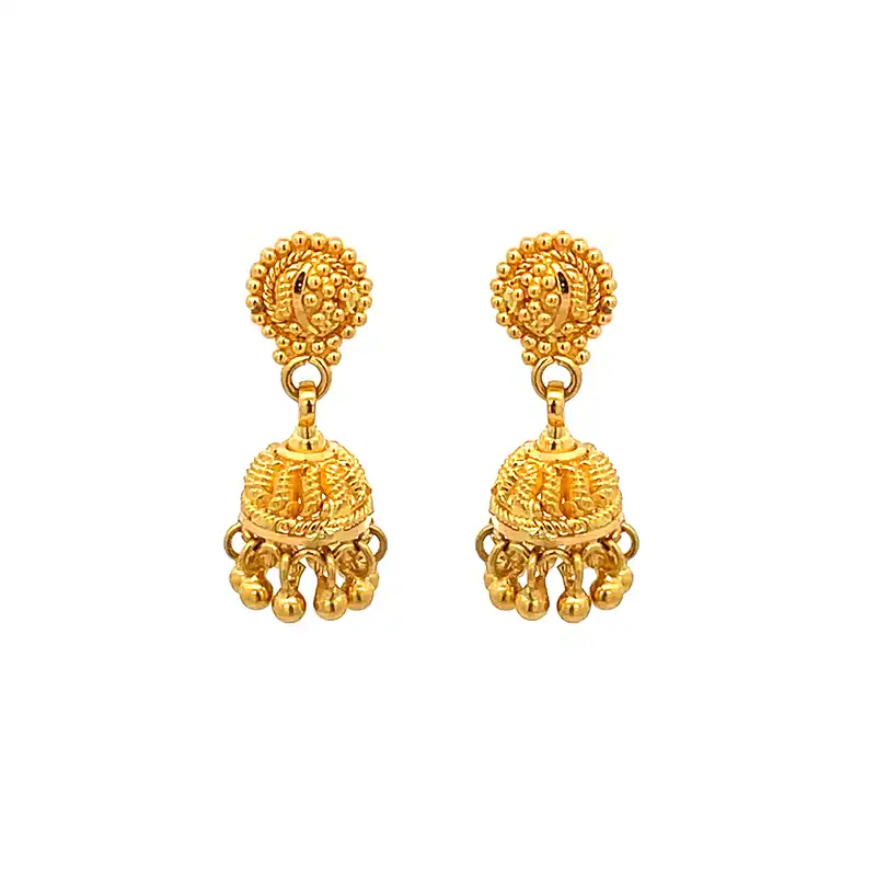 Mini Jhumka Earrings in 22K Gold