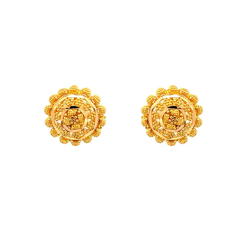 Classic Floral 22K Gold Stud Earrings