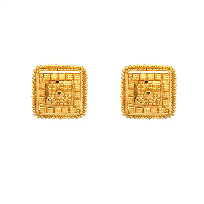 Elegant Yellow Gold Stud Earrings