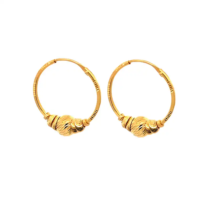 22K Yellow Gold Hoop Earrings - Diameter 23 mm