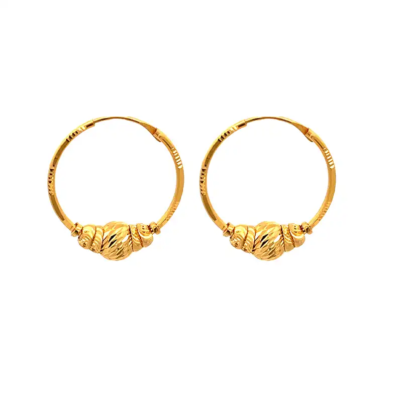 22K Yellow Gold Hoop Earrings - Diameter 23 mm