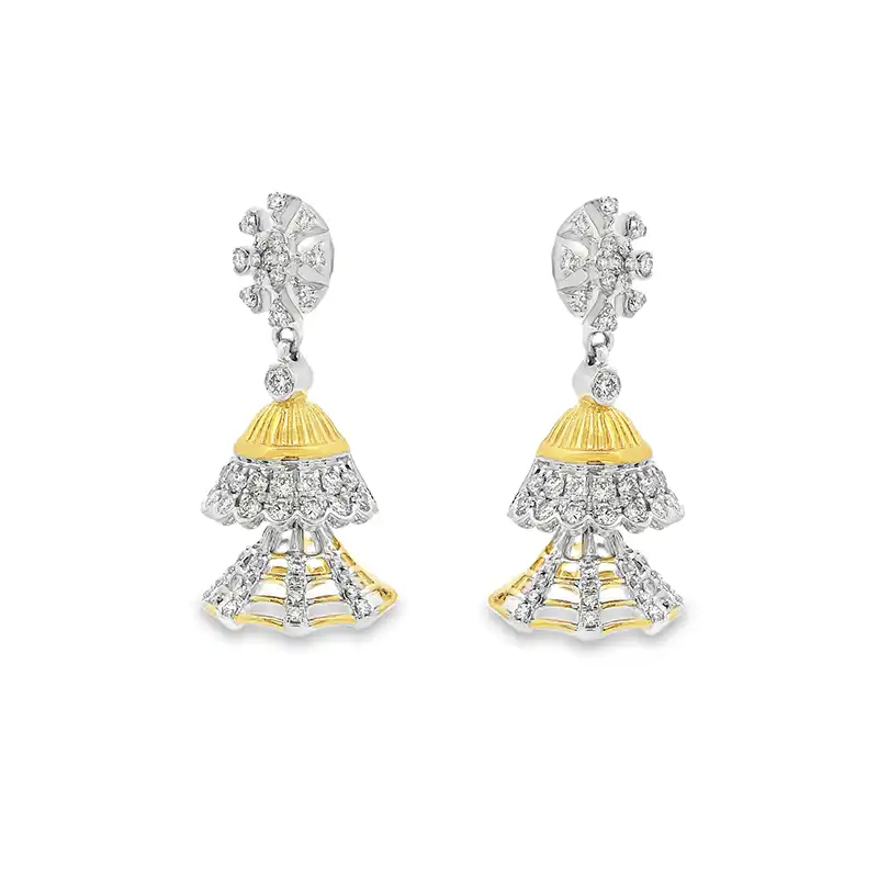 Contemporary Gold Diamond Earrings (Jhumkas)