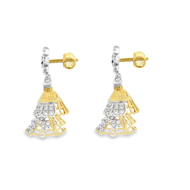 Contemporary Gold Diamond Earrings (Jhumkas)