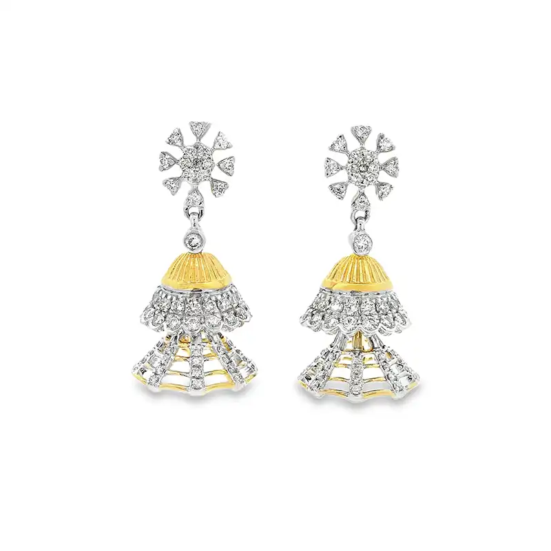 Contemporary Gold Diamond Earrings (Jhumkas)