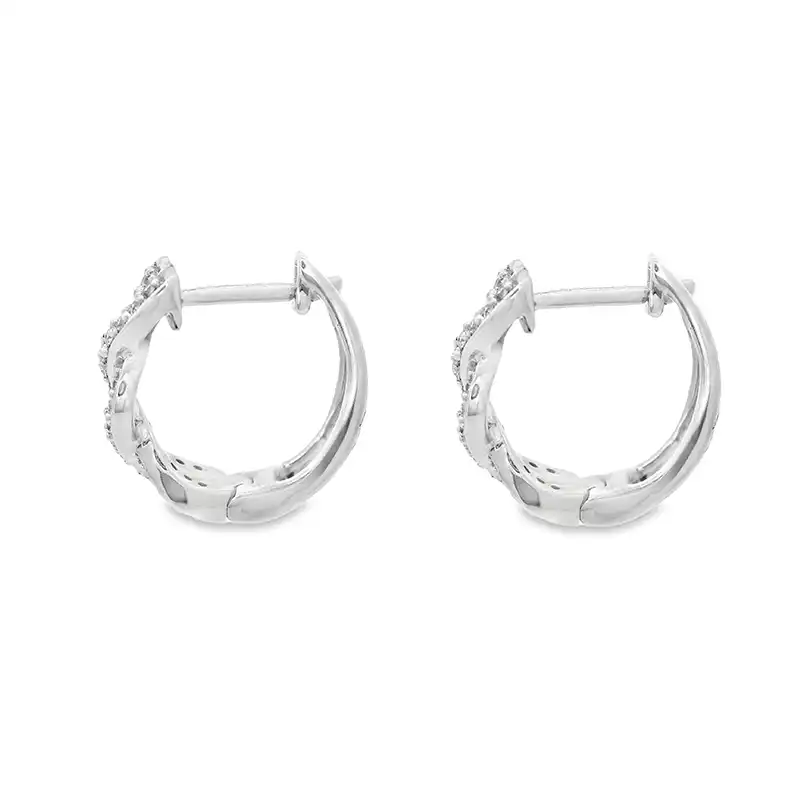 Elegant White Gold Huggies Earrings -0.6 inch