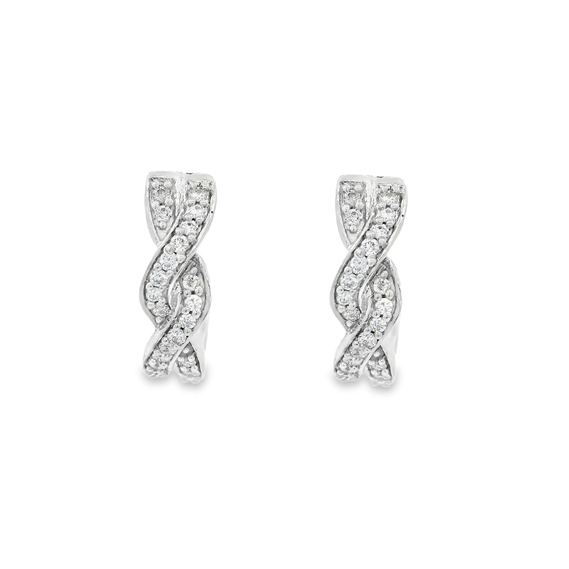 Elegant White Gold Huggies Earrings -0.6 inch